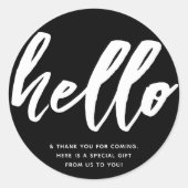 初めまして |イベントウェルカムフェイスブラック ラウンドシール (正面)