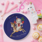 初めまして!トナカイのメリークリスマス雪だるま ペーパープレート (パーティー)