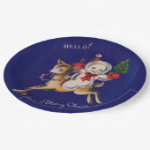 初めまして!トナカイのメリークリスマス雪だるま ペーパープレート (アングル)