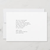 初めまして |ブラックはっきりしたモダン文字誕生announ 案内状 (裏面)