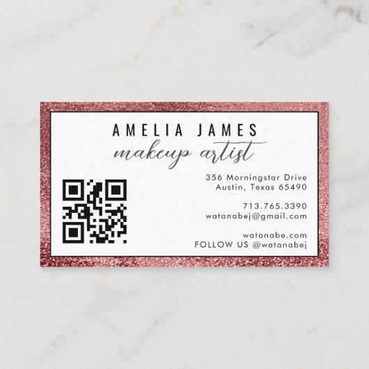 初めまして |プロフェッショナルモダンスクリプトバラグリッター 名刺 (裏面)