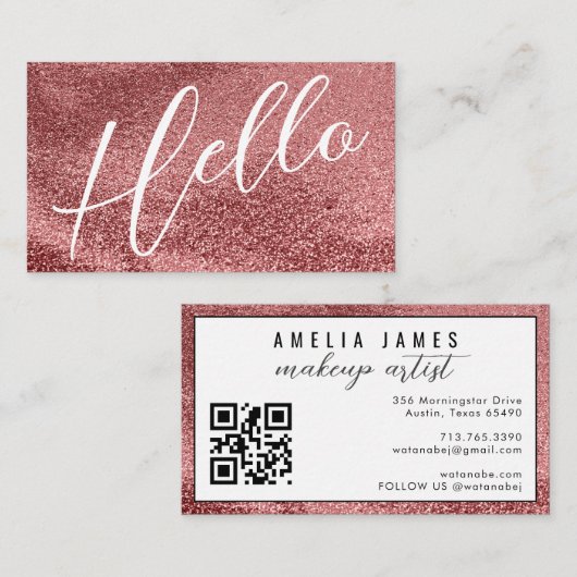 初めまして |プロフェッショナルモダンスクリプトバラグリッター 名刺 (正面/裏面)