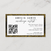 初めまして |プロフェッショナルモダンスクリプト金ゴールドグリッター 名刺 (裏面)