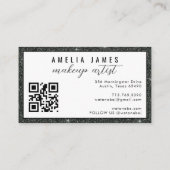 初めまして |プロフェッショナルモダンスクリプト黒グリッター 名刺 (裏面)