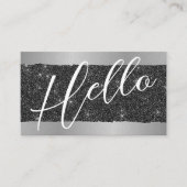 初めまして |プロフェッショナルモダンスクリプト黒グリッター 名刺 (正面)