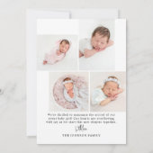 初めまして | ミニマモダンリストシンプルベビー写真誕生 案内状 (裏面)