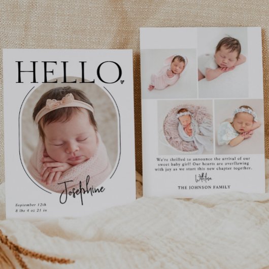 初めまして | ミニマモダンリストベビーオーバルフォト誕生 案内状