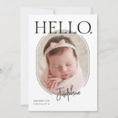 初めまして | ミニマモダンリストベビーオーバルフォト誕生 案内状 (正面)