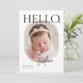 初めまして | ミニマモダンリストベビーオーバルフォト誕生 案内状 (スタンド正面)