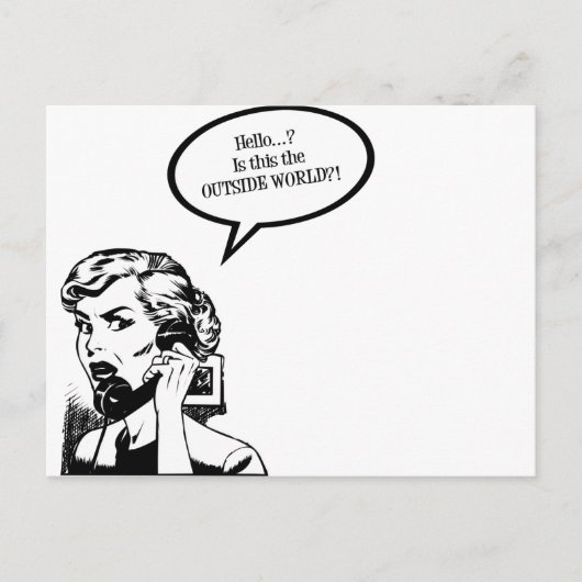 初めまして?外の世界か?!レトロ主婦 ポストカード (正面)