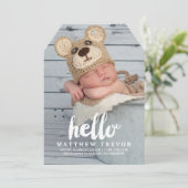 初めまして | 男のモダン子ベビー誕生発表 案内状 (スタンド正面)