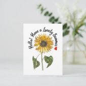 初めまして!素敵な夏を過ごす – ヴィンテージひまわり ポストカード (スタンド正面)