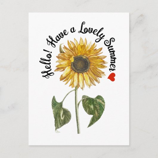 初めまして!素敵な夏を過ごす – ヴィンテージひまわり ポストカード (正面)