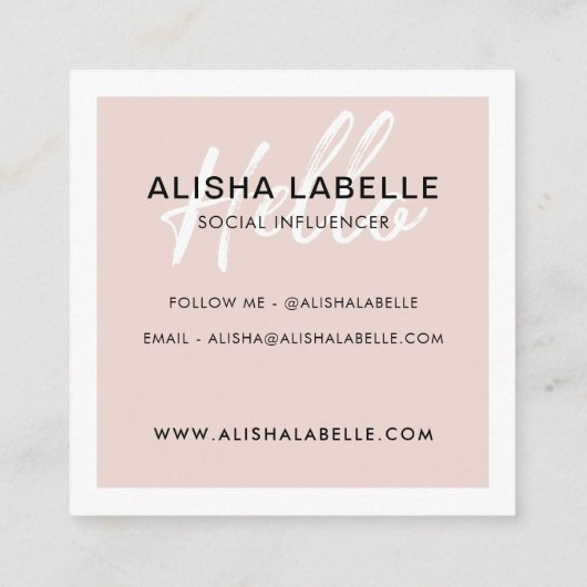 初めまして |赤面ピンクヴィンテージアンティーク電話モノグラム スクエア名刺 (裏面)