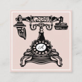 初めまして |赤面ピンクヴィンテージアンティーク電話モノグラム スクエア名刺 (正面)