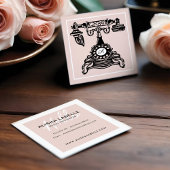 初めまして |赤面ピンクヴィンテージアンティーク電話モノグラム スクエア名刺