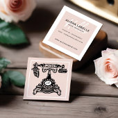 初めまして |赤面ピンクヴィンテージアンティーク電話モノグラム スクエア名刺