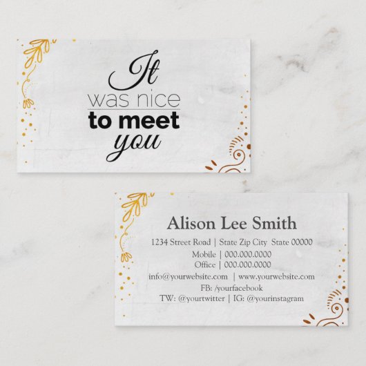 初めまして!金ゴールドオーナメント 名刺 (正面/裏面)