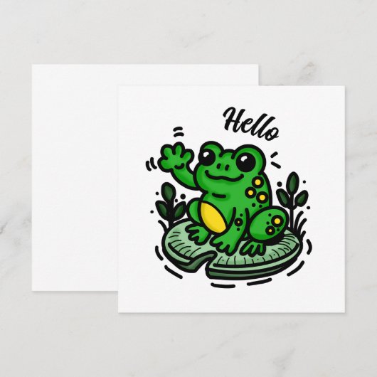 初めまして | Frog on Lily Pad Hand Drawn (正面/裏面)