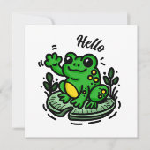 初めまして | Frog on Lily Pad Hand Drawn (正面)