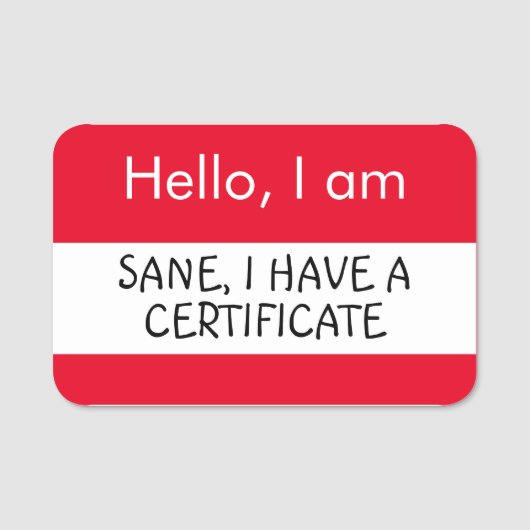 初めまして...Sane、私は証明書を持っている 名札 (正面)
