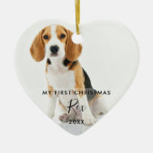 初クリスマス2匹の犬と猫の写真 セラミックオーナメント (正面)