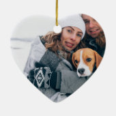 初クリスマス2匹の犬と猫の写真 セラミックオーナメント (裏面)