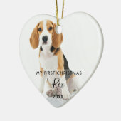 初クリスマス2匹の犬と猫の写真 セラミックオーナメント (左)