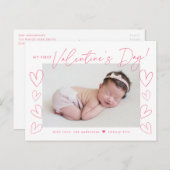 初バレンタインデーのピンクの台本の写真 シーズンポストカード (正面/裏面)