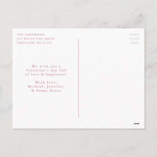 初バレンタインデーのピンクの台本の写真 シーズンポストカード (裏面)