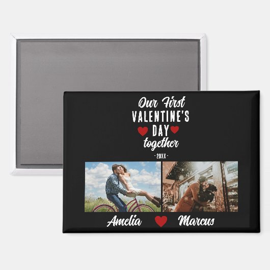 初バレンタインデーの写真2枚 マグネット (正面/裏面)