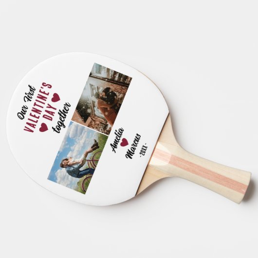 初バレンタインデーの開催2枚の写真 卓球ラケット (横)
