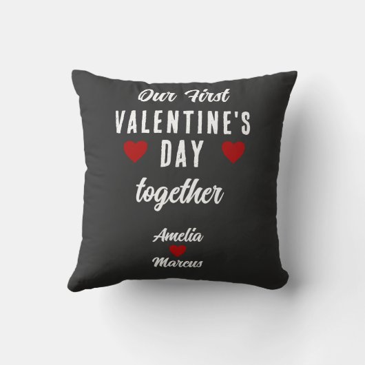 初バレンタインデーを一緒にダークグレー クッション (裏面)