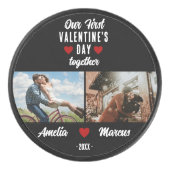 初バレンタインデーを一緒に2枚の写真ブラック アイスホッケーパック (正面)