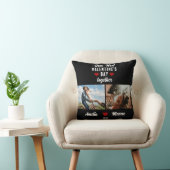 初バレンタインデーを一緒に2枚の写真ブラック クッション (椅子)