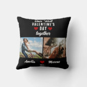初バレンタインデーを一緒に2枚の写真ブラック クッション (裏面)