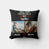 初バレンタインデーを一緒に2枚の写真ブラック クッション (正面)