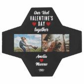 初バレンタインデーを一緒に2枚の写真ブラック サッカーボール (フラット)