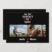 初バレンタインデーを一緒に2枚の写真ブラック シーズンカード (正面/裏面)