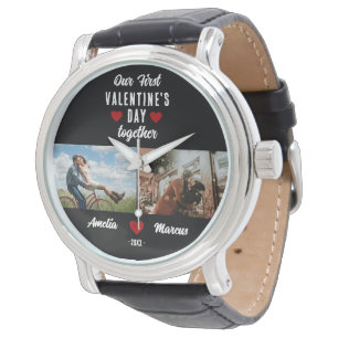 初バレンタインデーを一緒に2枚の写真ブラック 腕時計