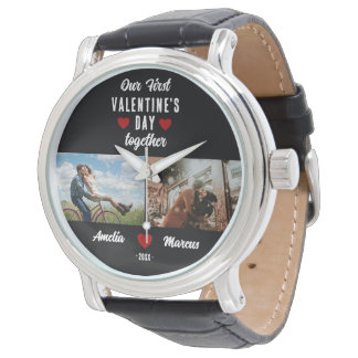 初バレンタインデーを一緒に2枚の写真ブラック 腕時計