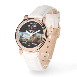 初バレンタインデーを一緒に2枚の写真ブラック 腕時計