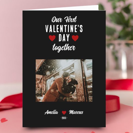 初バレンタインデー一緒にフォトブラック シーズンカード