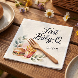初バーベキューおめでとう 1歳の誕生日 男の子 おもちゃのピクニック スタンダードカクテルナプキン