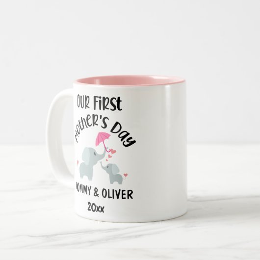 初パーソナライズされた母の日の象2023 ツートーンマグカップ (正面左)