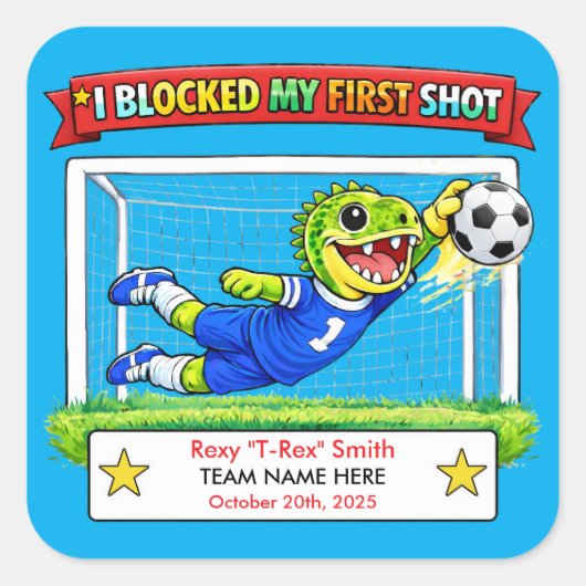 初ブロックショットサッカーアワード スクエアシール (正面)