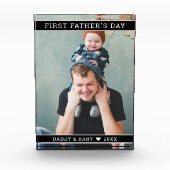 初モダンの父の日新しい父のベビー写真 フォトブロック (正面)
