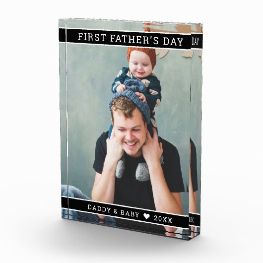 初モダンの父の日新しい父のベビー写真 フォトブロック (右)