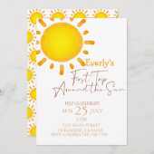 初モダン回のまわりに日誕生日 招待状 (正面/裏面)