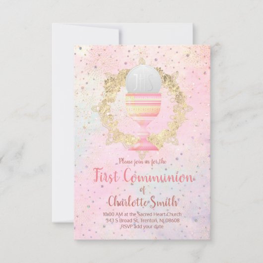 初交フェイクグリッターデザイン 招待状 (正面)